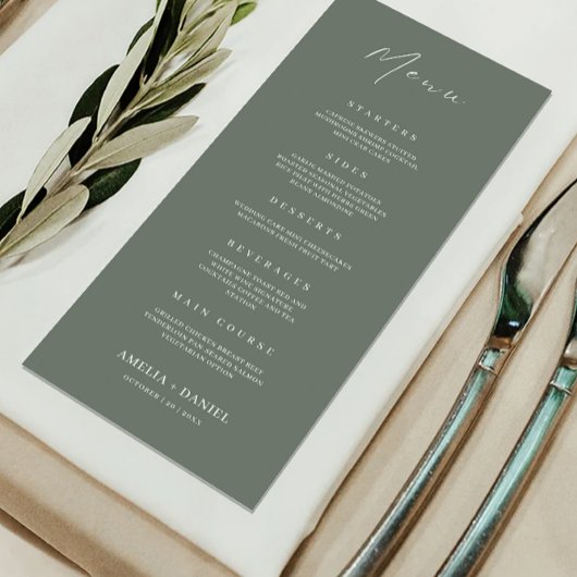 Sage Green Wedding Menu Kaarten Sjabloon