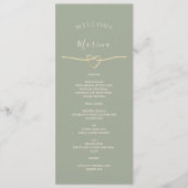Sage Green Wedding Menu met Gastnaam (Voorkant)