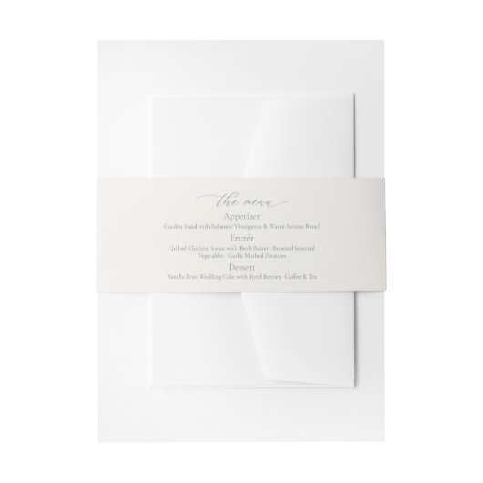 Sage Green Wedding Menu Uitnodigingen Wikkel (Voorkant Voorbeeld)