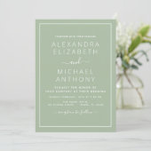 Sage Green Wedding met fotouitnodiging Kaart (Staand voorkant)