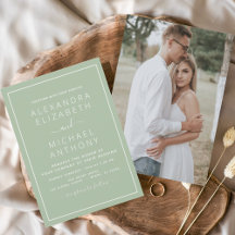 Sage Green Wedding met fotouitnodiging