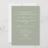 Sage Green Wedding met Gouden Touw Hart Kaart (Voorkant)