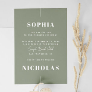 Sage Green Wedding - Minimalistische foto en QR-co Kaart