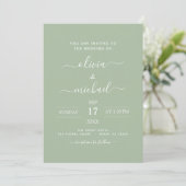 Sage Green Wedding Modern Typografie Kaart (Staand voorkant)