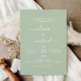 Sage Green Wedding Modern Typografie Kaart