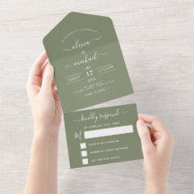 Sage Green Wedding Modern Typografie RSVP