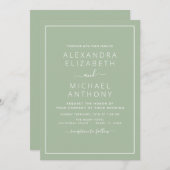 Sage Green Wedding Modern Typography Invitation Kaart (Voorkant / Achterkant)