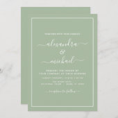 Sage Green Wedding Modern Typography Invitation Kaart (Voorkant / Achterkant)