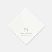 Sage Green Wedding Monogram Script Servet (Hoek)