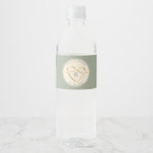 Sage Green Wedding Monogram Waterfles Etiket (Voorkant)
