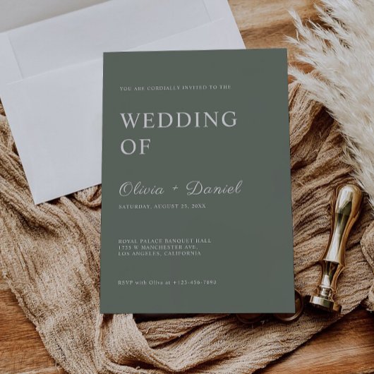 Sage Green Wedding nodigt uit tot Sjabloon Kaart