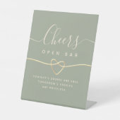 Sage Green Wedding Open Bar voetstuk Reclamebord Met Voetstuk (Voorkant)