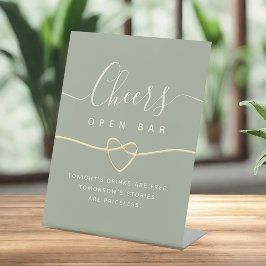 Sage Green Wedding Open Bar voetstuk Reclamebord Met Voetstuk