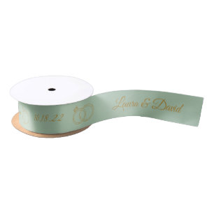 Sage Green Wedding Persoonlijke naam Ribbon Satijnen Lint