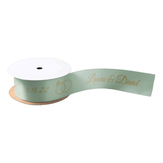 Sage Green Wedding Persoonlijke naam Ribbon Satijnen Lint (Spoel)