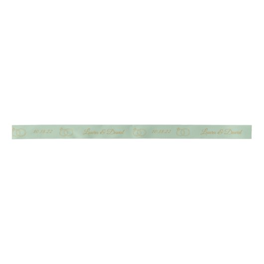 Sage Green Wedding Persoonlijke naam Ribbon Satijnen Lint (Voorkant)