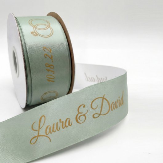Sage Green Wedding Persoonlijke naam Ribbon Satijnen Lint