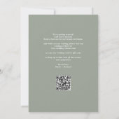 Sage Green Wedding Photo Elegant Script QR-code Save The Date (Achterkant)