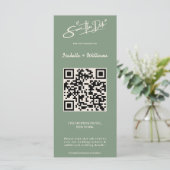 Sage Green Wedding Photo QR Code Bewaar de datum (Staand voorkant)