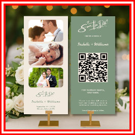 Sage Green Wedding Photo QR Code Bewaar de datum