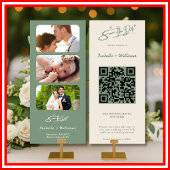 Sage Green Wedding Photo QR Code Bewaar de datum