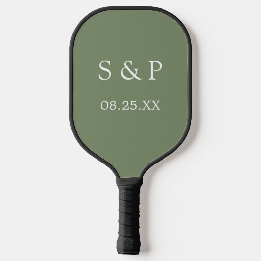 Sage Green Wedding Pickleball Paddle (Achterkant)
