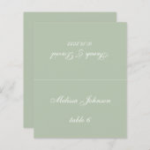 Sage Green Wedding Place Card - Gedrukte gastnaam (Voorkant / Achterkant)