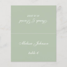 Sage Green Wedding Place Card - Gedrukte gastnaam