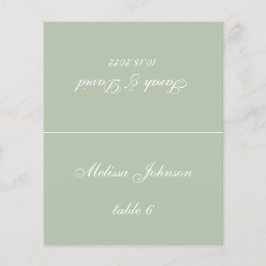 Sage Green Wedding Place Card - Gedrukte gastnaam