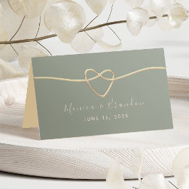 Sage Green Wedding Place Card met Hart Plaatskaartje
