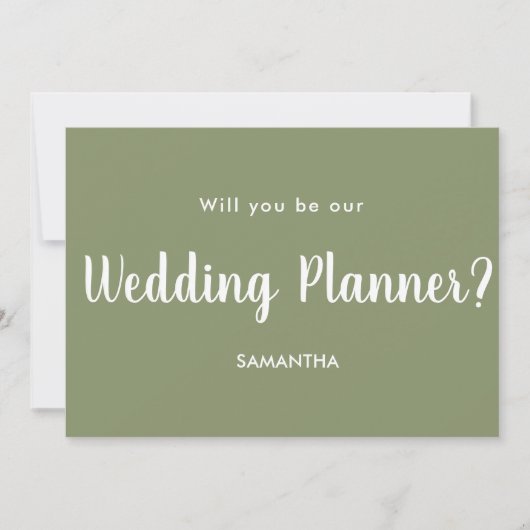 Sage Green Wedding Planner Voorstel Kaart (Voorkant)