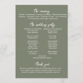 Sage Green Wedding Program Card Editable Template Programmakaart (Achterkant)