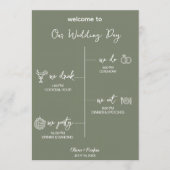 Sage Green Wedding Program Card Editable Template Programmakaart (Voorkant)