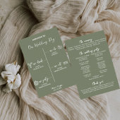 Sage Green Wedding Program Card Editable Template Programmakaart