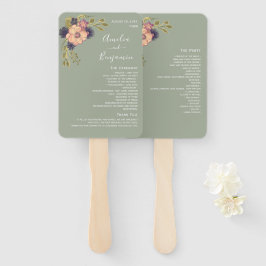 Sage Green Wedding Program Hand Fan Handwaaier