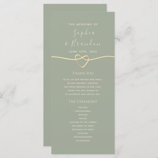 Sage Green Wedding Programme (Voorkant / Achterkant)