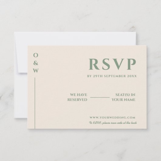 Sage Green Wedding QR Code RSVP (Voorkant)
