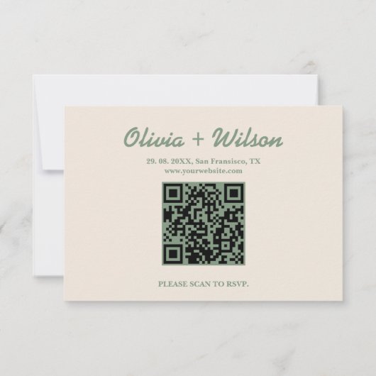 Sage Green Wedding QR Code RSVP (Achterkant)