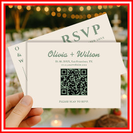 Sage Green Wedding QR Code RSVP