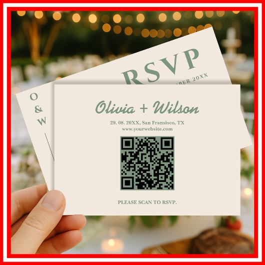 Sage Green Wedding QR Code RSVP