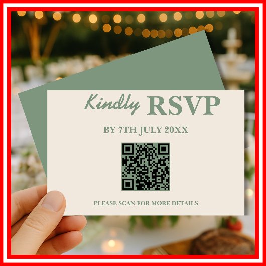 Sage Green Wedding QR Code RSVP