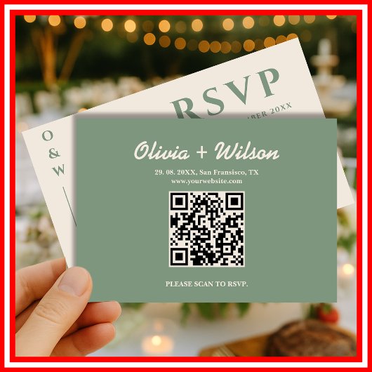 Sage Green Wedding QR Code RSVP