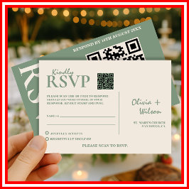 Sage Green Wedding QR Code RSVP