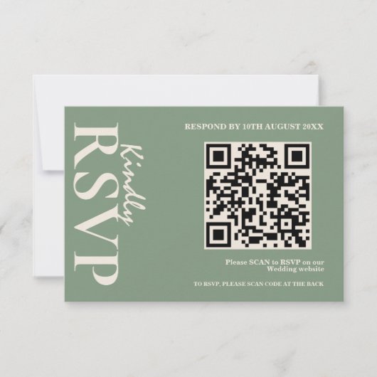 Sage Green Wedding QR Code RSVP (Voorkant)