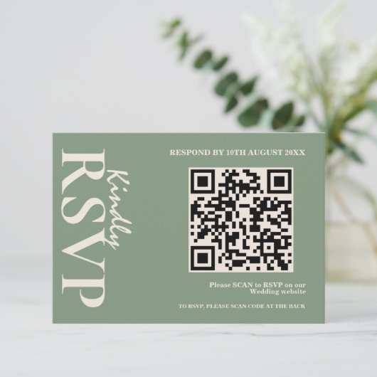 Sage Green Wedding QR Code RSVP (Staand voorkant)