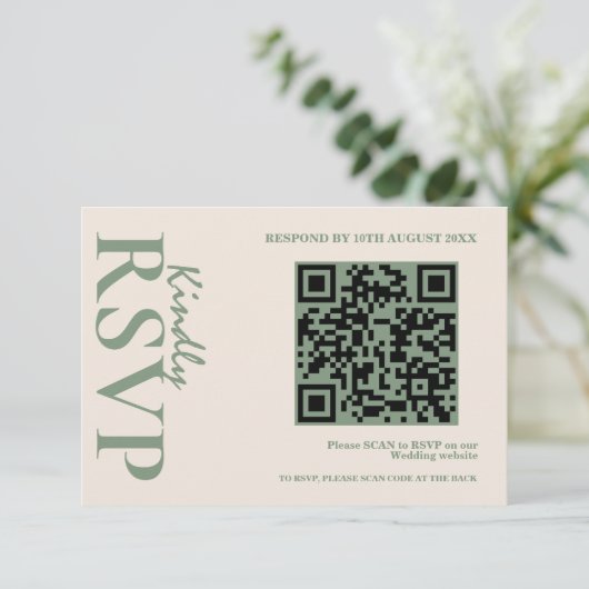 Sage Green Wedding QR Code RSVP (Staand voorkant)