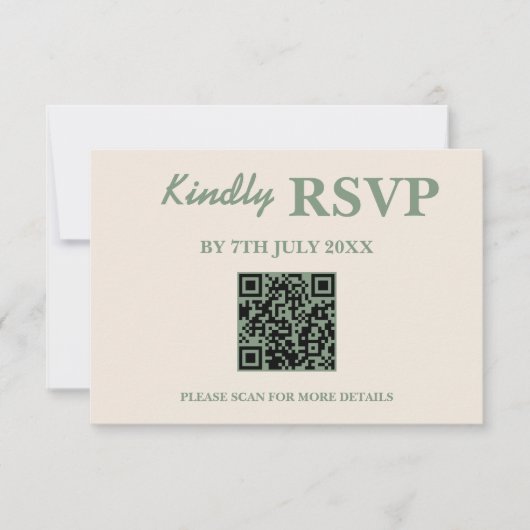 Sage Green Wedding QR Code RSVP (Voorkant)
