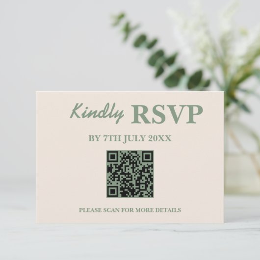 Sage Green Wedding QR Code RSVP (Staand voorkant)