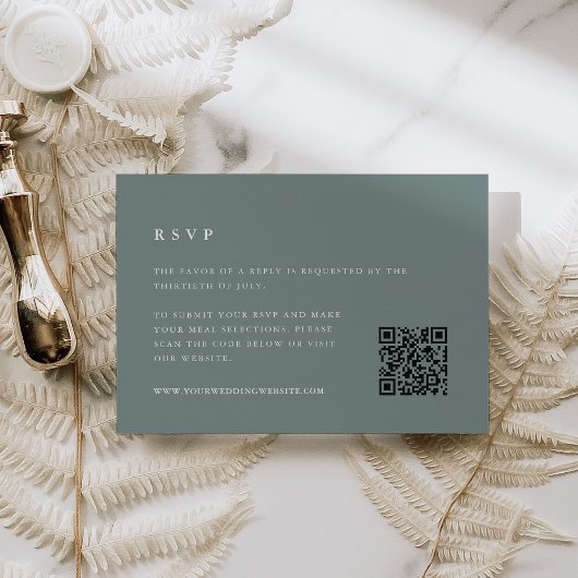 Sage Green Wedding QR-code RSVP Kaartje