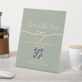 Sage Green Wedding QR Code Sign - Deel de liefde Reclamebord Met Voetstuk (Insitu)